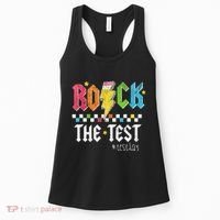 Rock The Test Testing Day Retro Motivational Teacher Women's Tank Top thumb 0