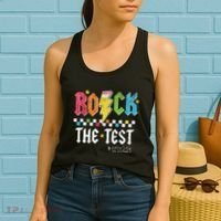 Rock The Test Testing Day Retro Motivational Teacher Women's Tank Top thumb 2
