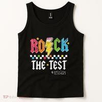 Rock The Test Testing Day Retro Motivational Teacher Tank Top thumb 2