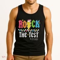 Rock The Test Testing Day Retro Motivational Teacher Tank Top thumb 3