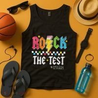 Rock The Test Testing Day Retro Motivational Teacher Tank Top thumb 4