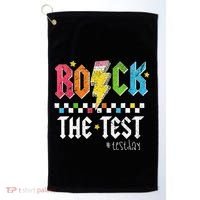 Rock The Test Testing Day Retro Motivational Teacher Golf Towel thumb 0