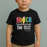 Rock The Test Testing Day Retro Motivational Teacher Toddler T-Shirt thumb 2