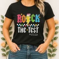 Rock The Test Testing Day Retro Motivational Teacher Women's T-Shirt thumb 2