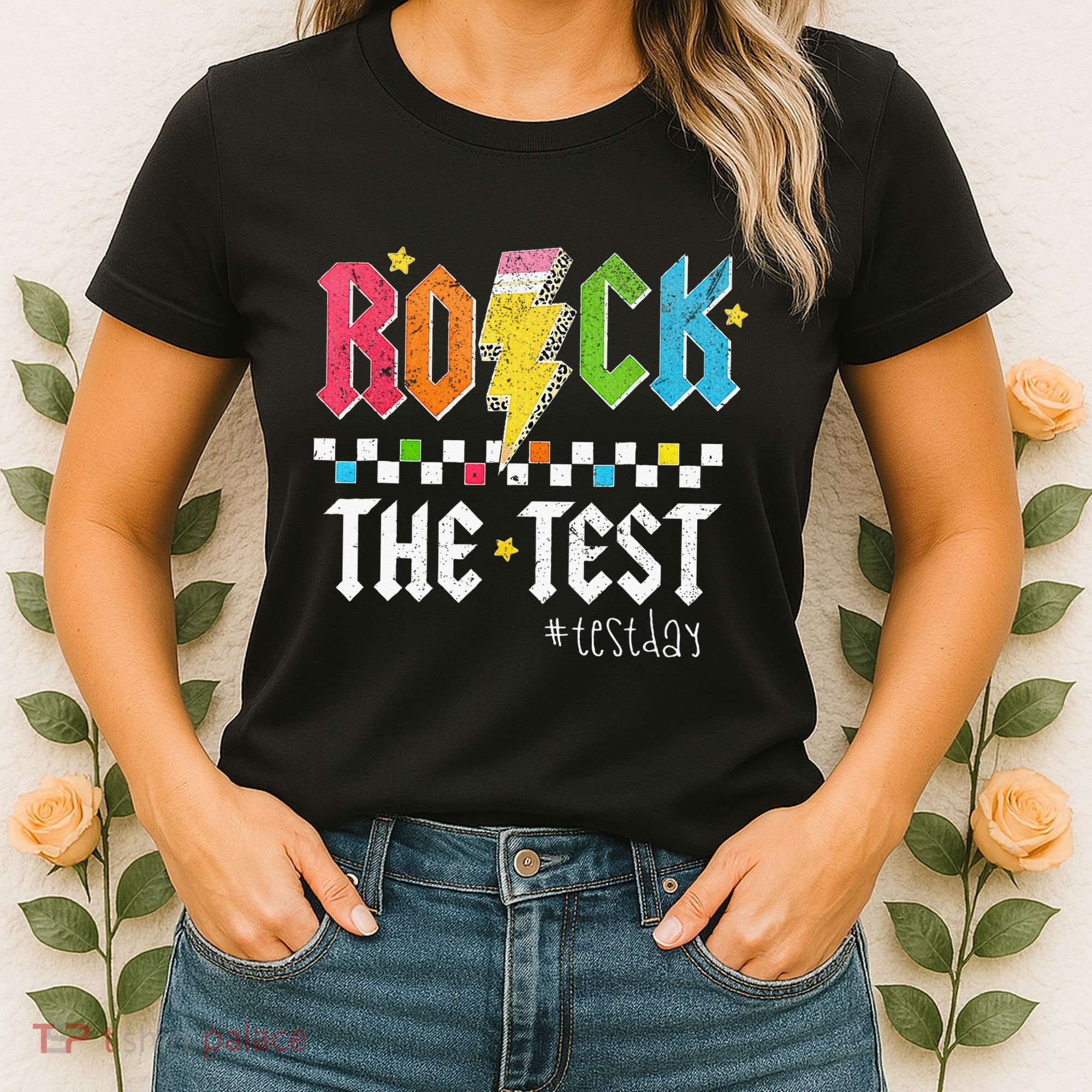 Rock The Test Testing Day Retro Motivational Teacher Women's T-Shirt