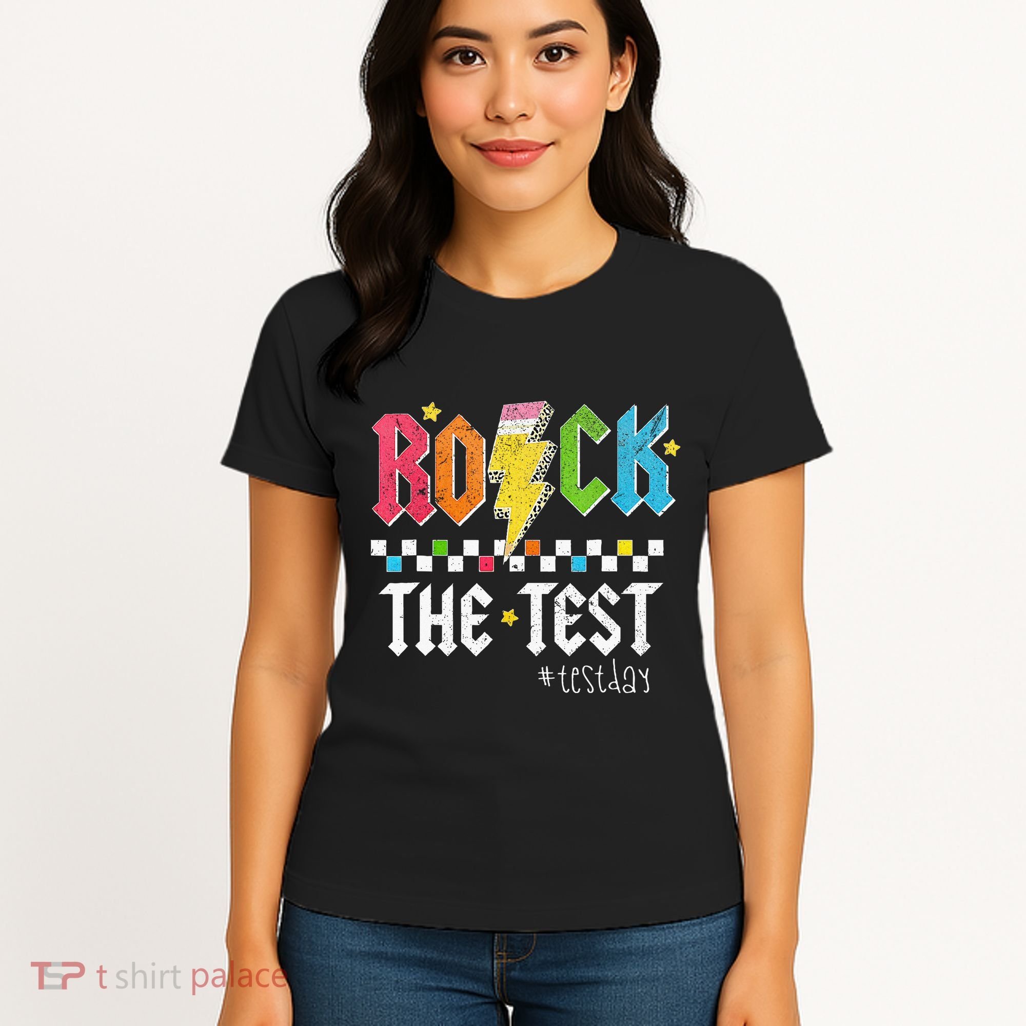 Rock The Test Testing Day Retro Motivational Teacher Women's T-Shirt