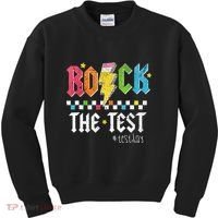 Rock The Test Testing Day Retro Motivational Teacher Kids Sweatshirt thumb 0