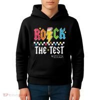 Rock The Test Testing Day Retro Motivational Teacher Kids Hoodie thumb 4