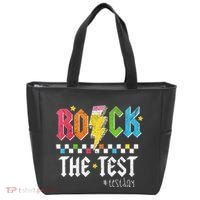 Rock The Test Testing Day Retro Motivational Teacher Tote Bag thumb 0