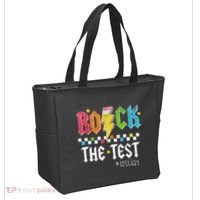 Rock The Test Testing Day Retro Motivational Teacher Tote Bag thumb 2
