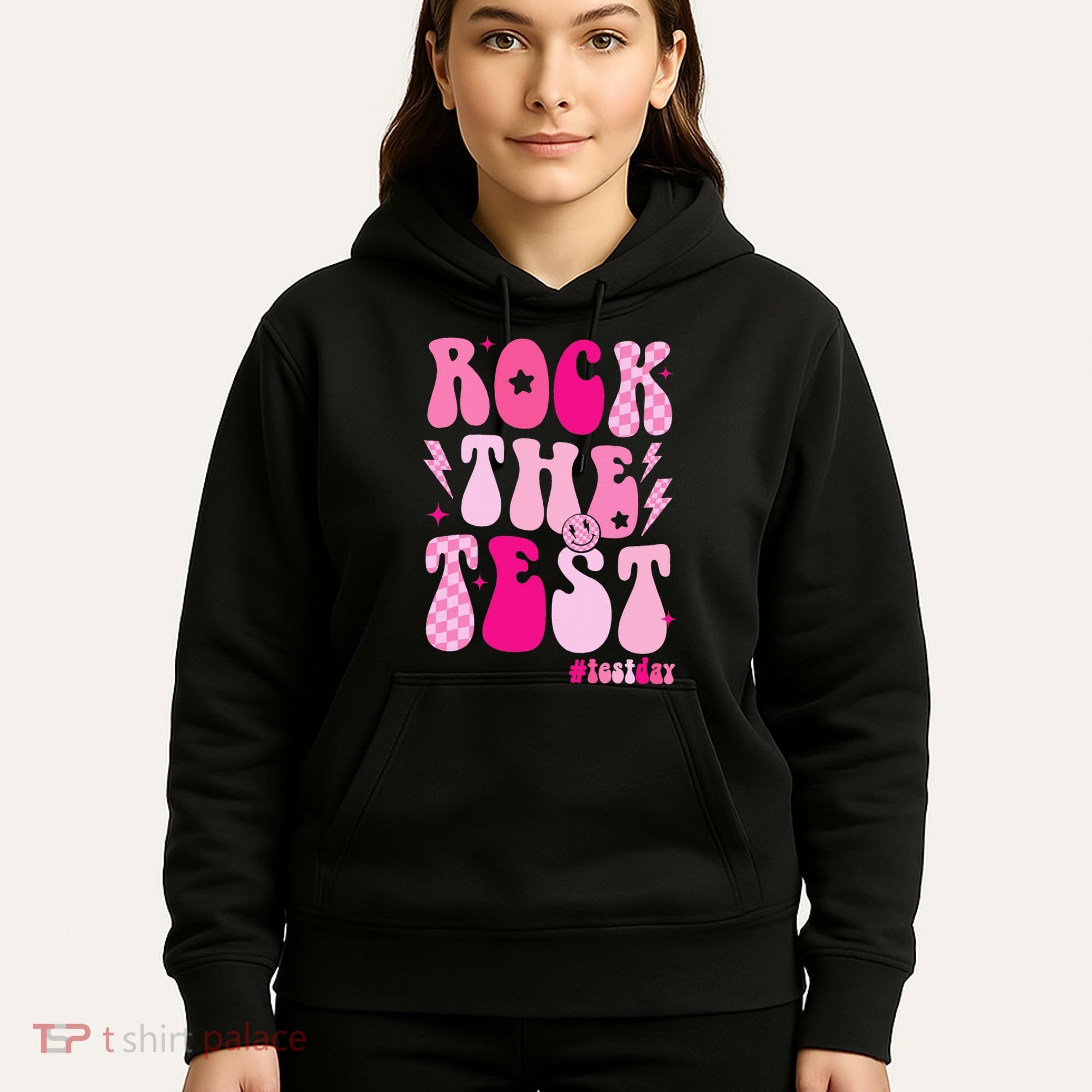 Rock The Test Testing Day Retro Motivational Hoodie