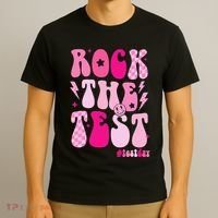 Rock The Test Testing Day Retro Motivational T-Shirt thumb 3