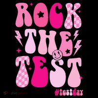 Rock The Test Testing Day Retro Motivational Button thumb 1