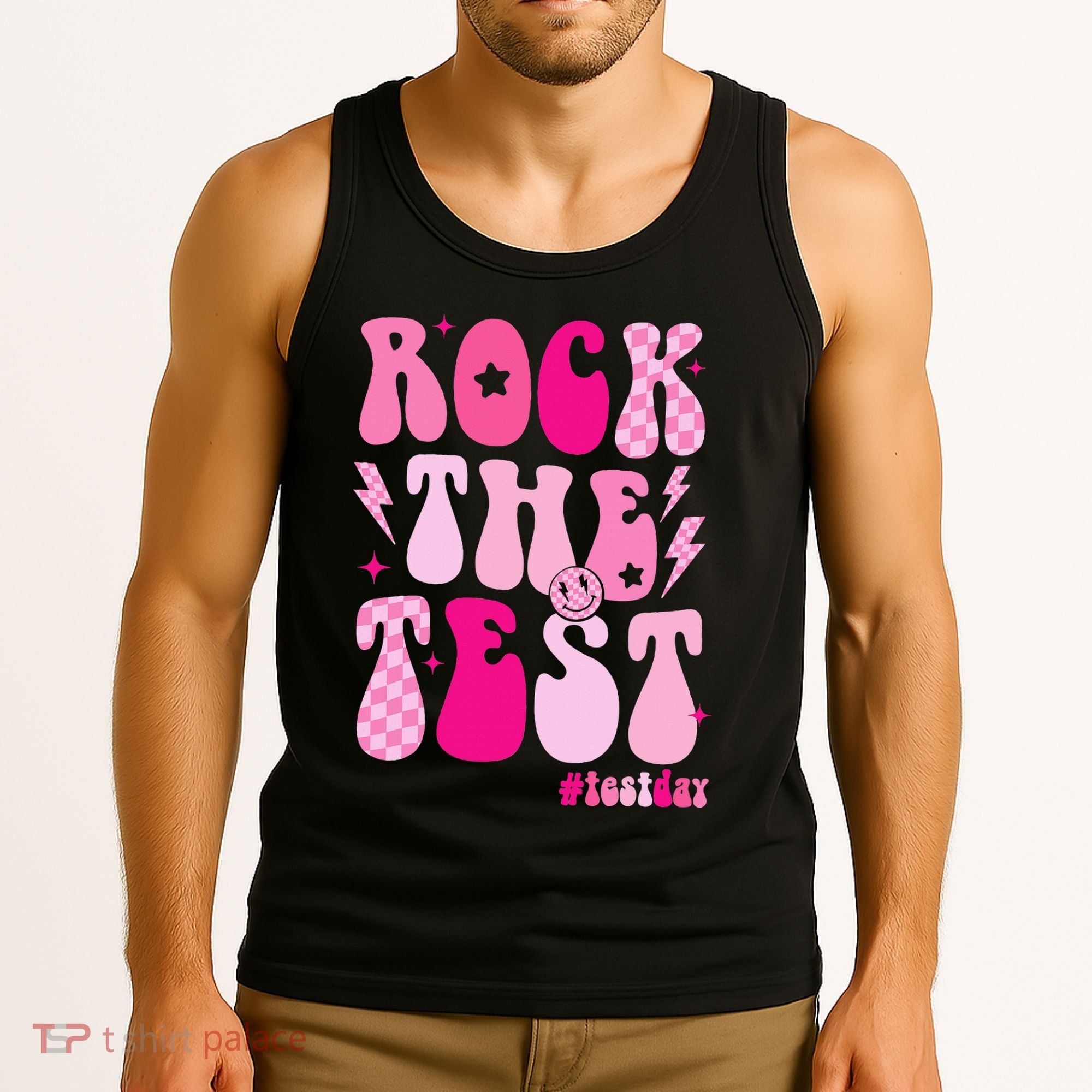 Rock The Test Testing Day Retro Motivational Tank Top