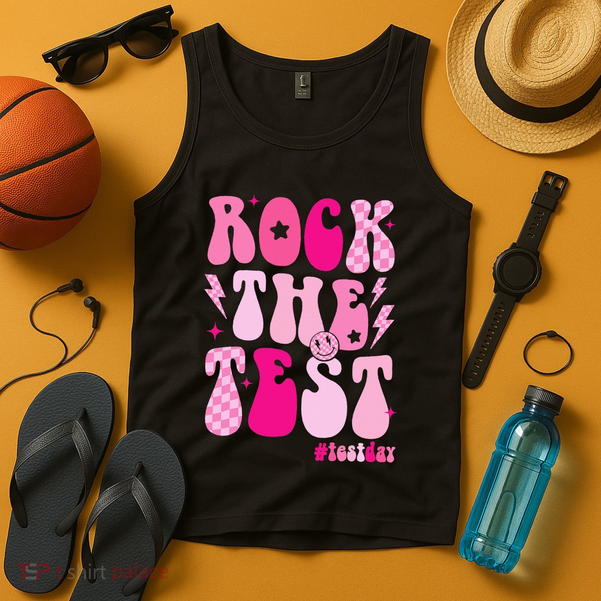 Rock The Test Testing Day Retro Motivational Tank Top