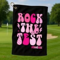 Rock The Test Testing Day Retro Motivational Golf Towel thumb 1