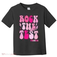 Rock The Test Testing Day Retro Motivational Toddler T-Shirt thumb 0