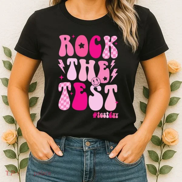 Rock The Test Testing Day Retro Motivational Women's T-Shirt