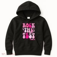 Rock The Test Testing Day Retro Motivational Kids Hoodie thumb 0