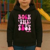 Rock The Test Testing Day Retro Motivational Kids Hoodie thumb 3