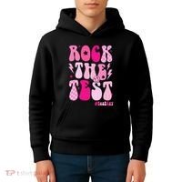 Rock The Test Testing Day Retro Motivational Kids Hoodie thumb 4