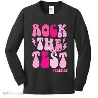 Rock The Test Testing Day Retro Motivational Kids Long Sleeve Shirt thumb 0
