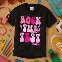 Rock The Test Testing Day Retro Motivational Kids T-Shirt thumb 3