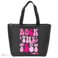 Rock The Test Testing Day Retro Motivational Tote Bag thumb 0
