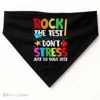 Rock The Test Don't Stress Just Do Your Best Funny Testing  USA-Made Doggie Bandana thumb 0