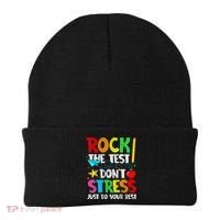 Rock The Test Don't Stress Just Do Your Best Funny Testing  Beanie thumb 0