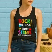 Rock The Test Don't Stress Just Do Your Best Funny Testing  Women's Tank Top thumb 2