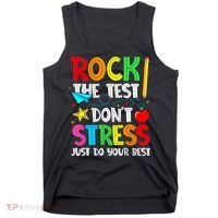 Rock The Test Don't Stress Just Do Your Best Funny Testing  Tank Top thumb 0