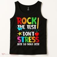 Rock The Test Don't Stress Just Do Your Best Funny Testing  Tank Top thumb 2
