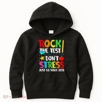 Rock The Test Don't Stress Just Do Your Best Funny Testing  Kids Hoodie thumb 0