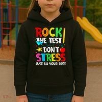 Rock The Test Don't Stress Just Do Your Best Funny Testing  Kids Hoodie thumb 3