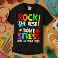 Rock The Test Don't Stress Just Do Your Best Funny Testing  Kids T-Shirt thumb 3