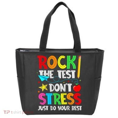 Rock The Test Don't Stress Just Do Your Best Funny Testing  Tote Bag