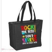 Rock The Test Don't Stress Just Do Your Best Funny Testing  Tote Bag thumb 2