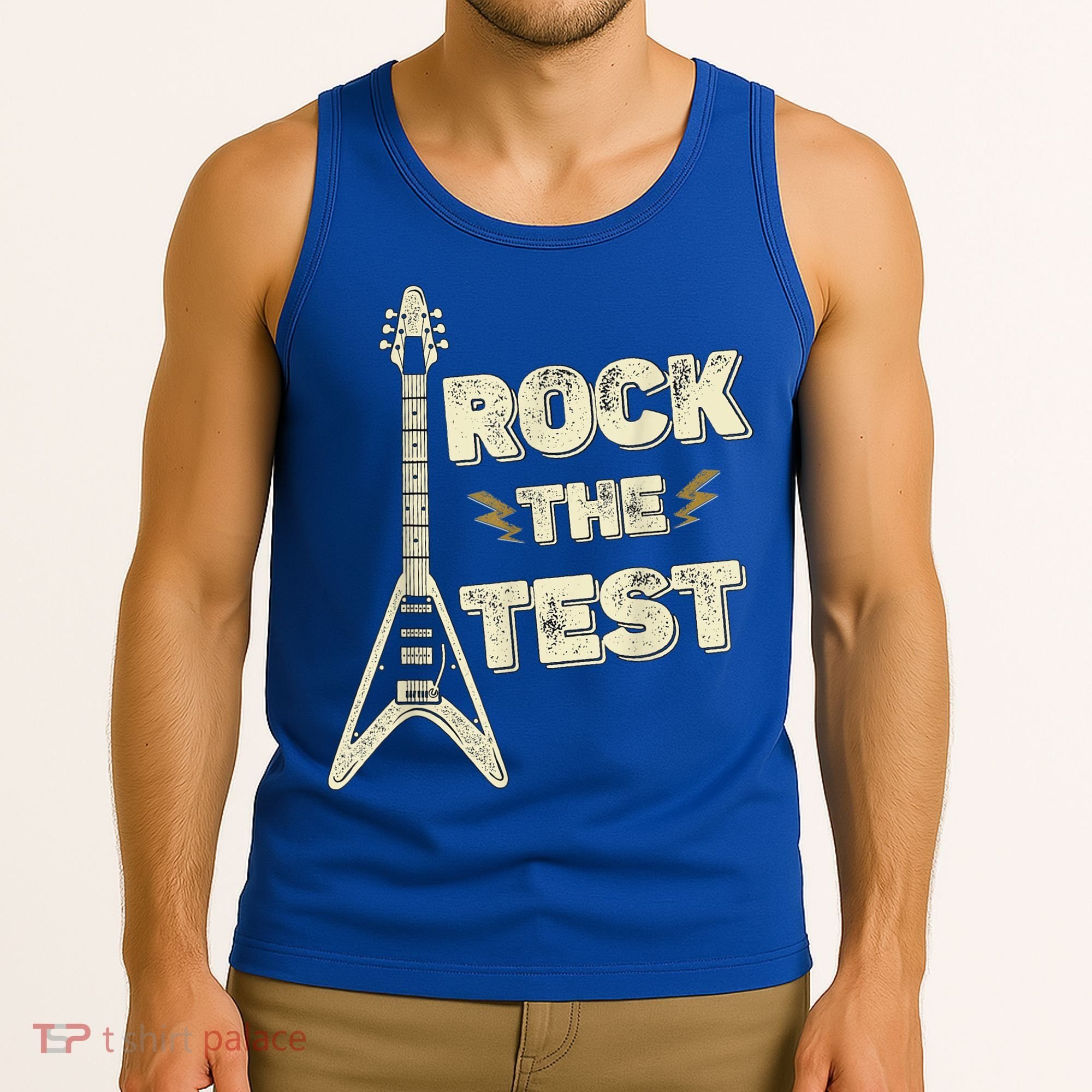 Rock The Test Guitar Teacher Test Day Testing Day Teacher Tank Top