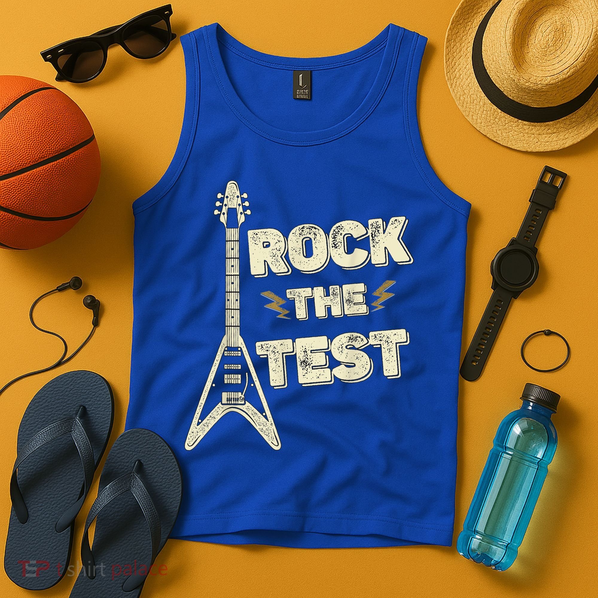 Rock The Test Guitar Teacher Test Day Testing Day Teacher Tank Top