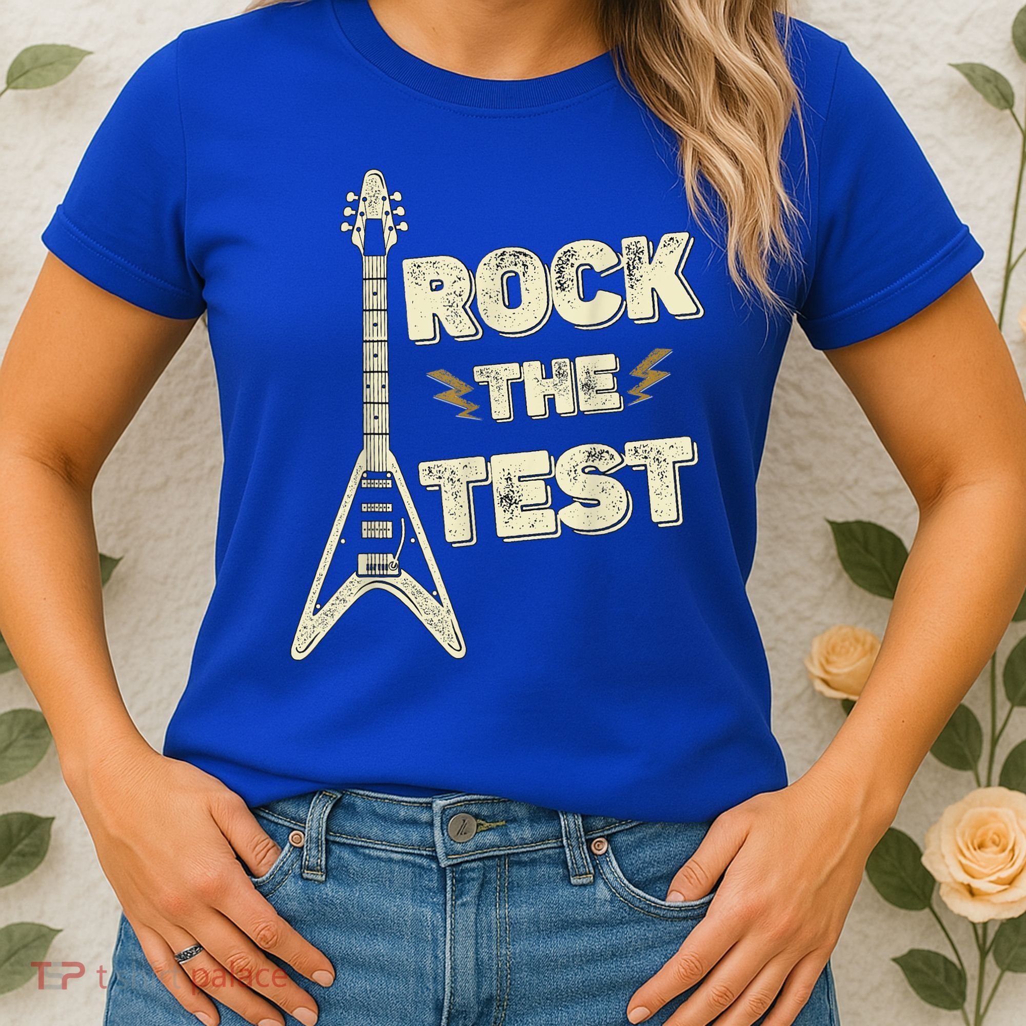 Rock The Test Guitar Teacher Test Day Testing Day Teacher Women's T-Shirt