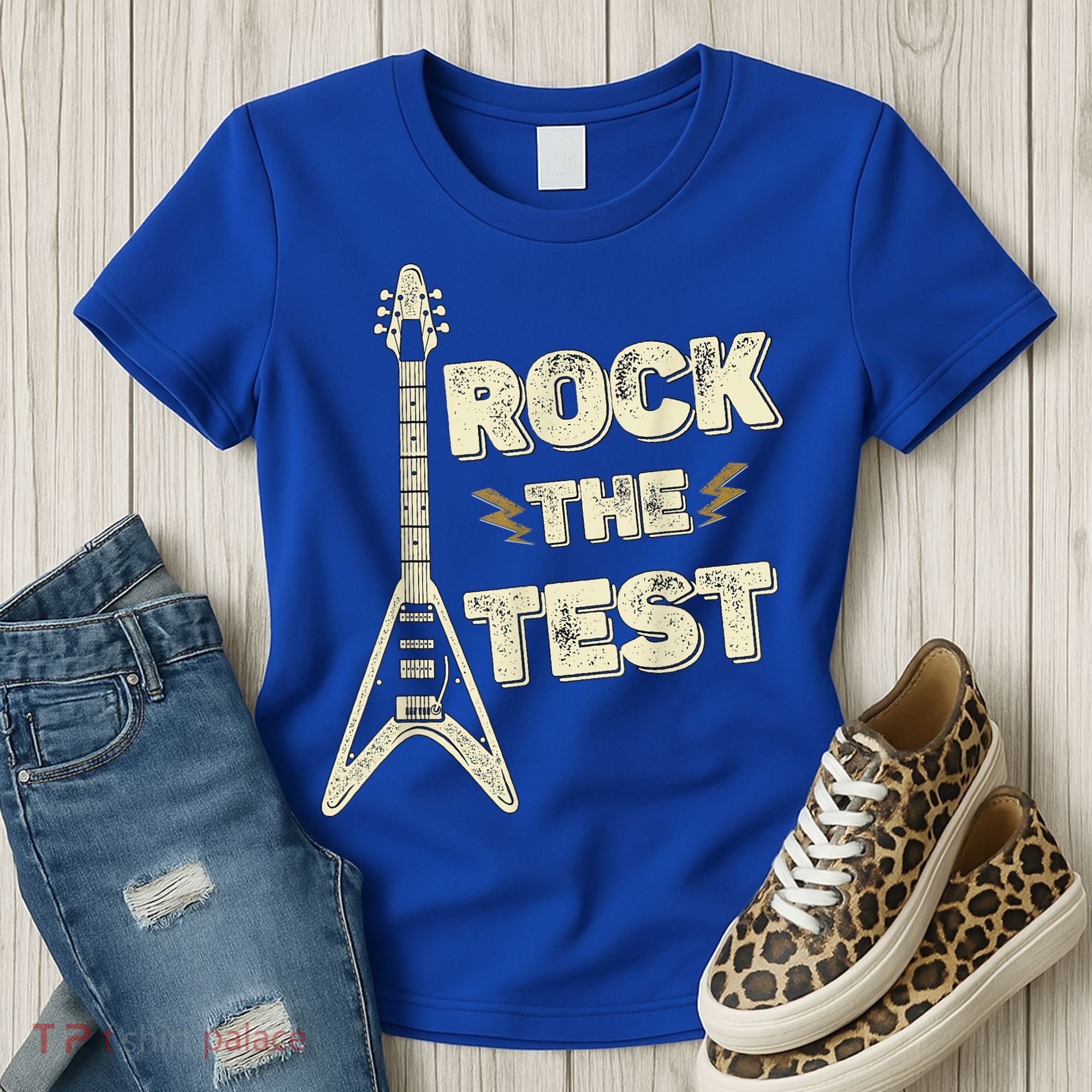 Rock The Test Guitar Teacher Test Day Testing Day Teacher Women's T-Shirt