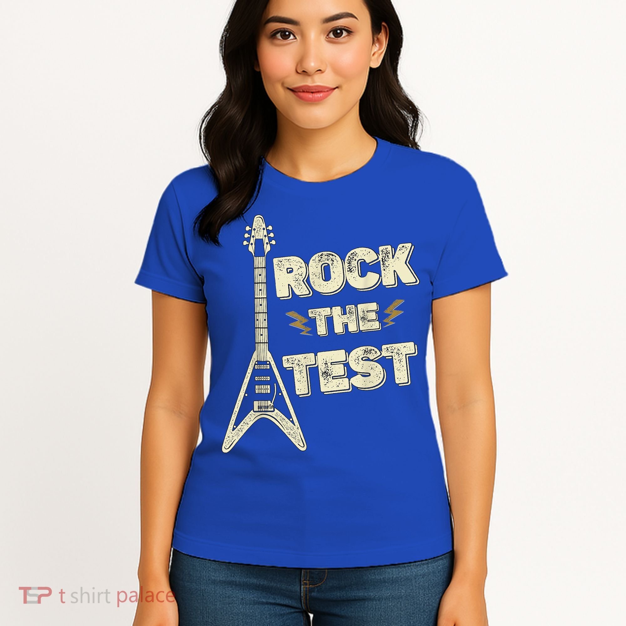 Rock The Test Guitar Teacher Test Day Testing Day Teacher Women's T-Shirt
