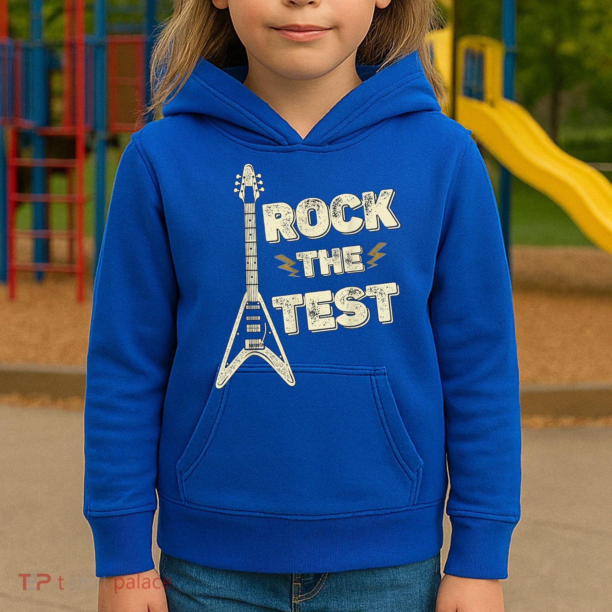 Rock The Test Guitar Teacher Test Day Testing Day Teacher Kids Hoodie