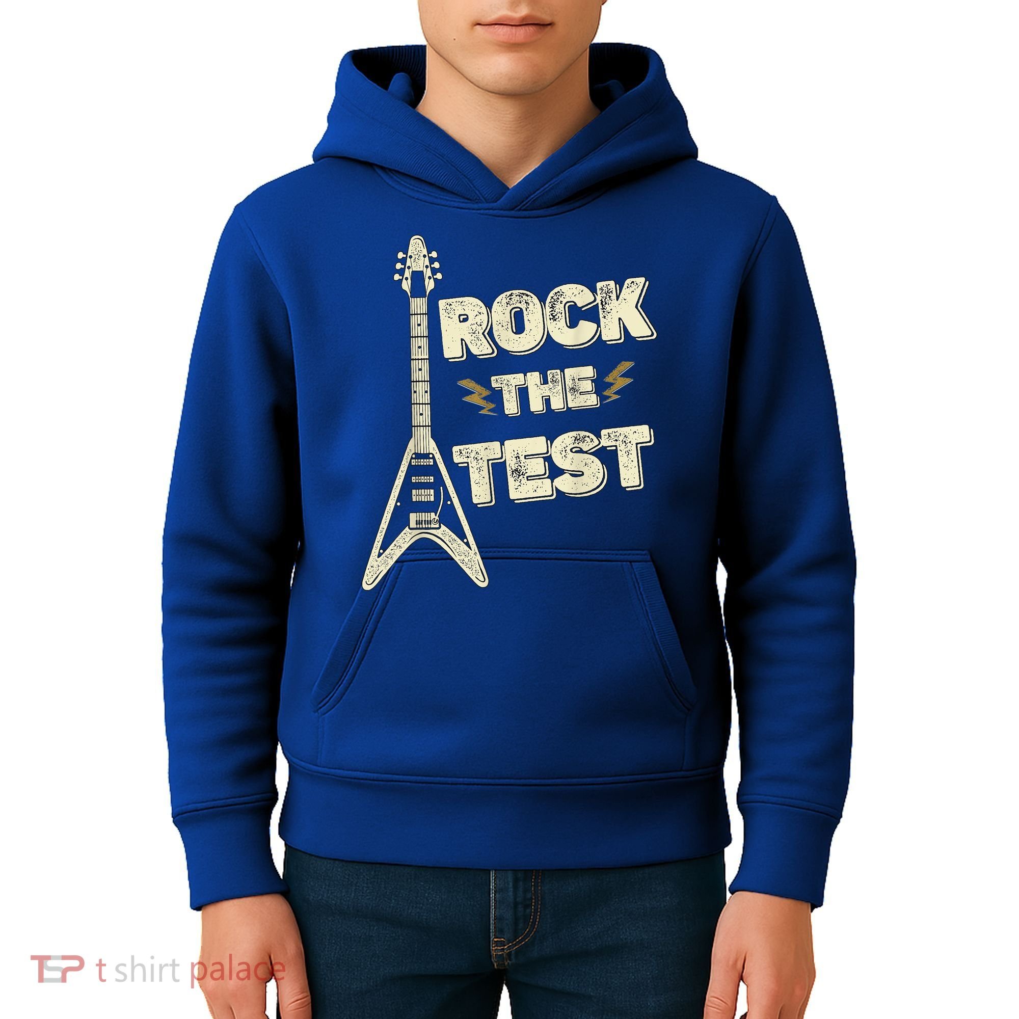 Rock The Test Guitar Teacher Test Day Testing Day Teacher Kids Hoodie