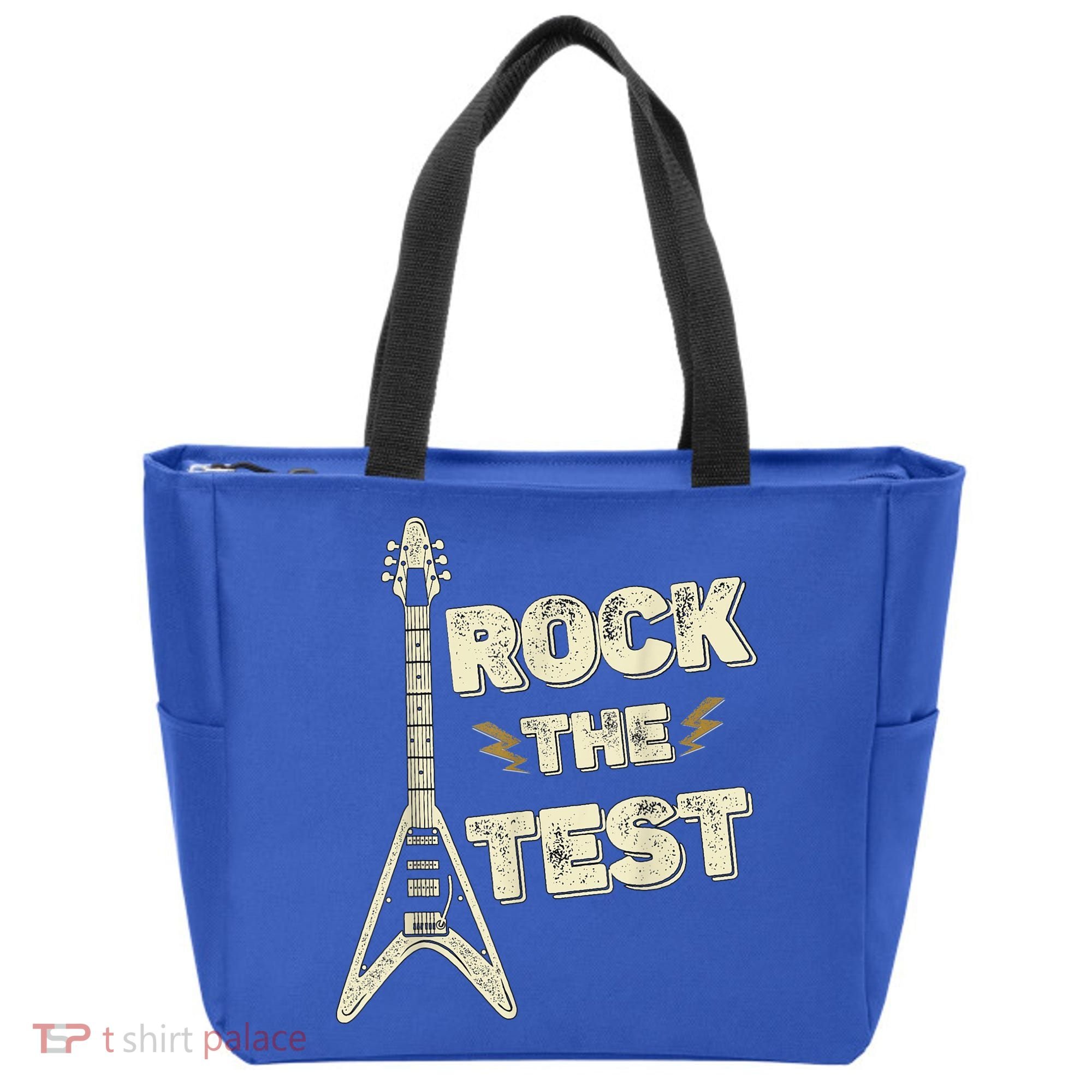Rock The Test Guitar Teacher Test Day Testing Day Teacher Tote Bag