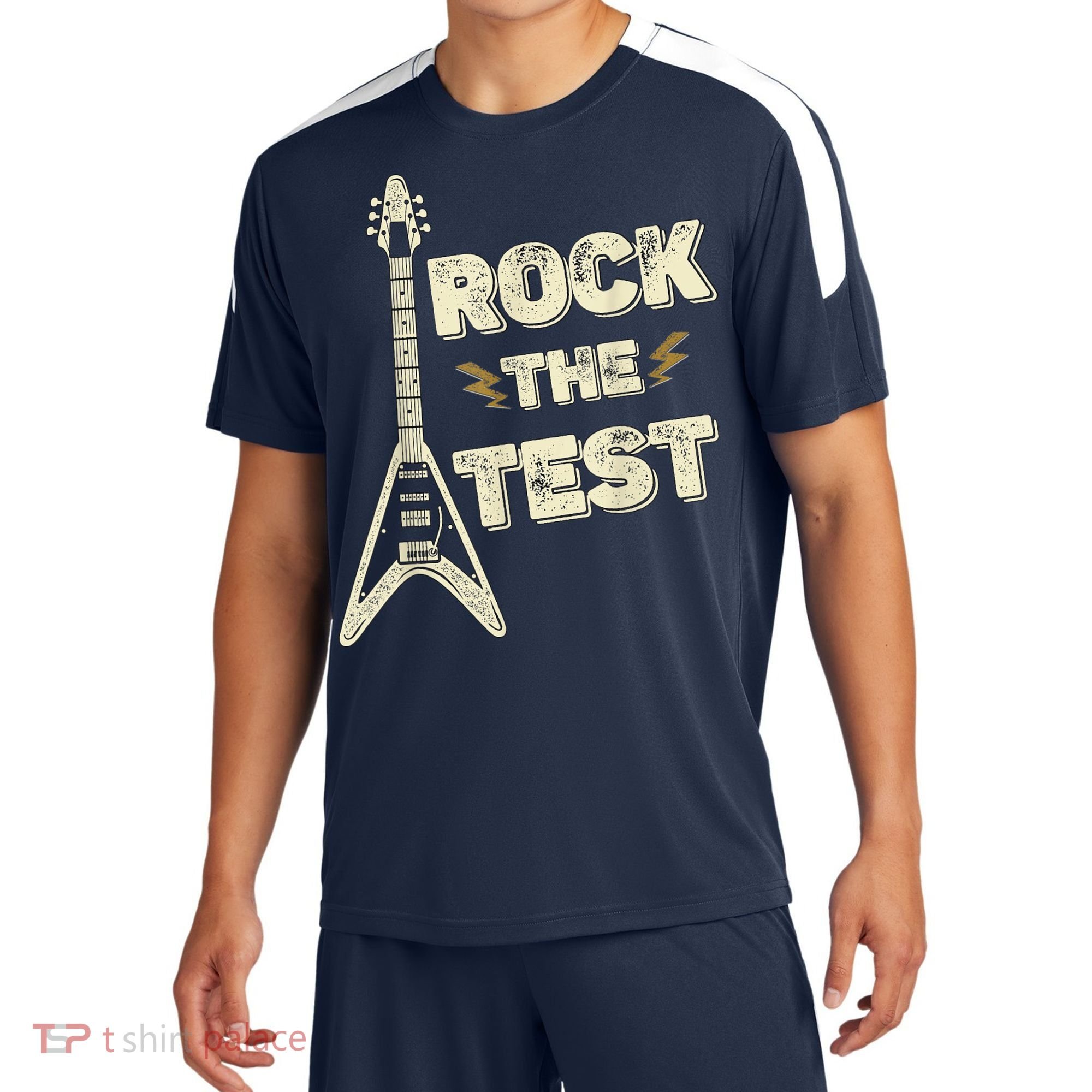 Rock The Test Guitar Teacher Test Day Testing Day Teacher Sport-Tek Competitor United Soccer Jersey