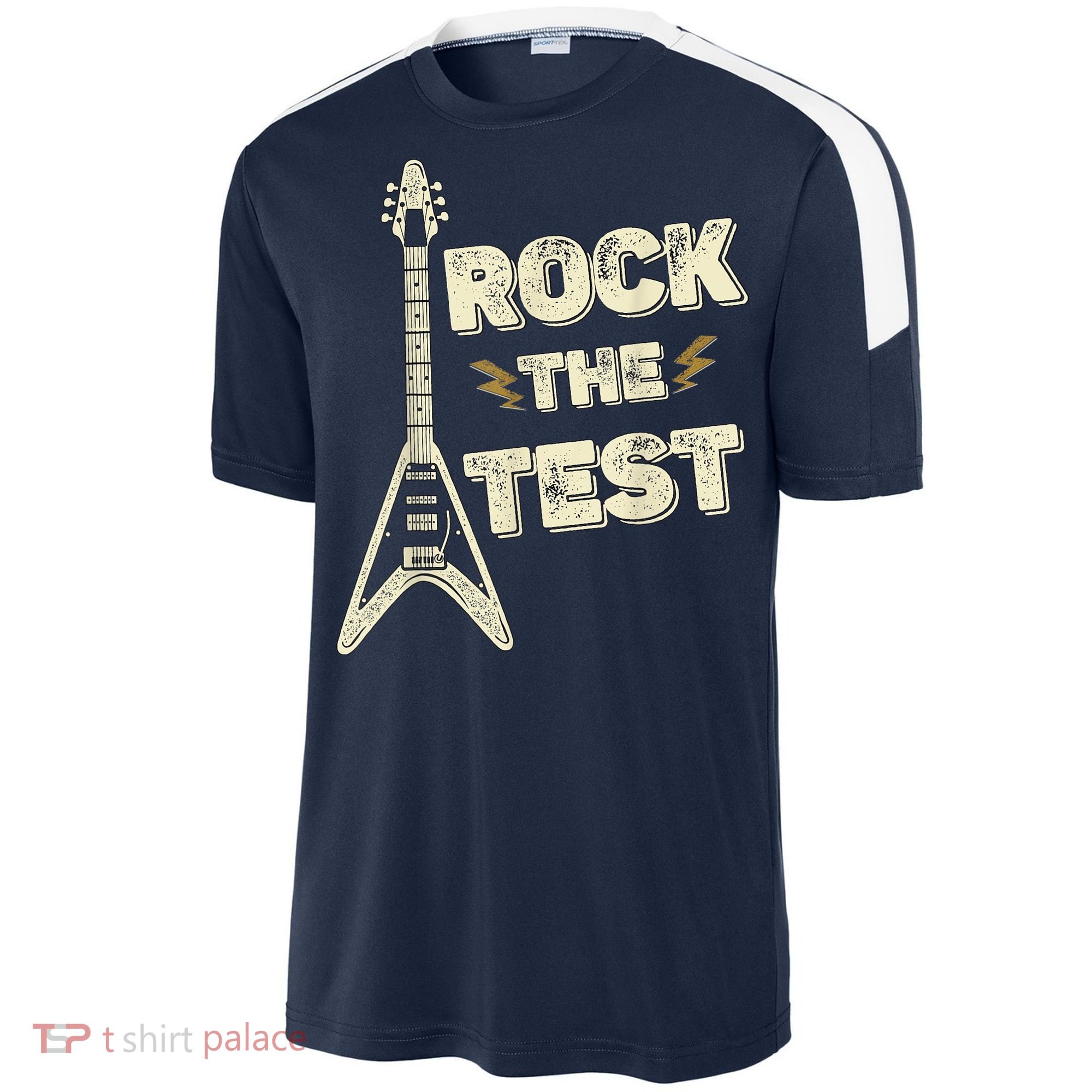Rock The Test Guitar Teacher Test Day Testing Day Teacher Sport-Tek Competitor United Soccer Jersey