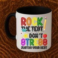 Rock The Test Don't Stress Just Do Your Best Educational Coffee Mug thumb 2