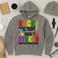 Rock The Test Don't Stress Just Do Your Best Educational Hoodie thumb 3